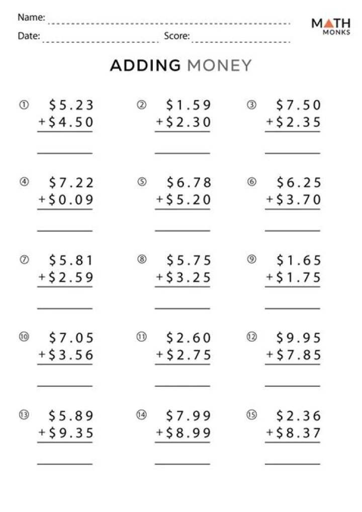 How do you add money in math