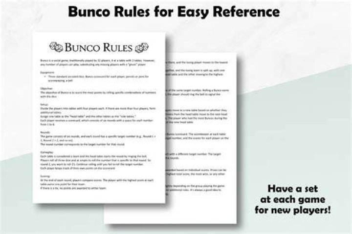 What are the rules for Bunco