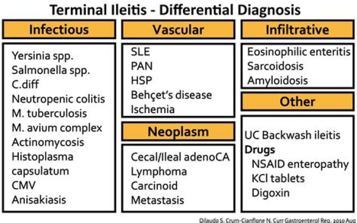 What causes terminal ileitis