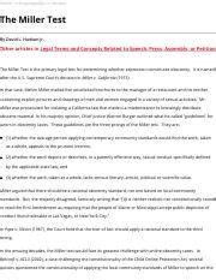 What does the Miller test do