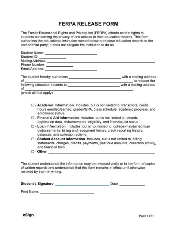 What is a FERPA release form