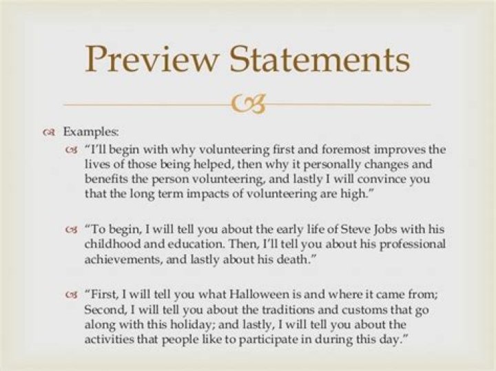 What is a preview statement