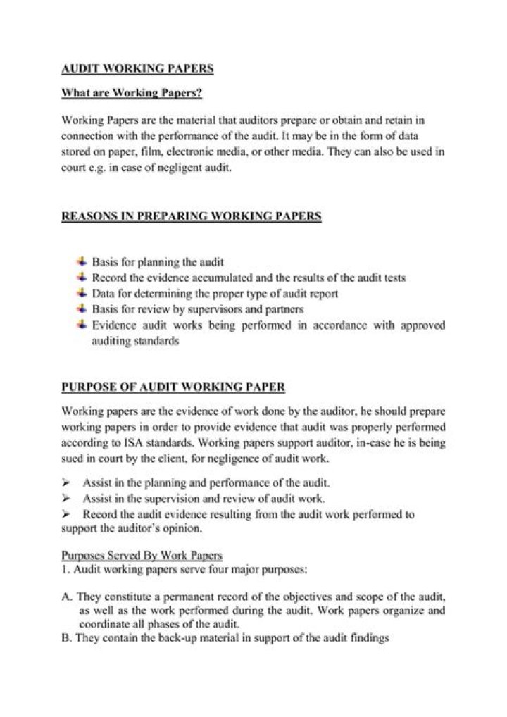 What is a working paper file